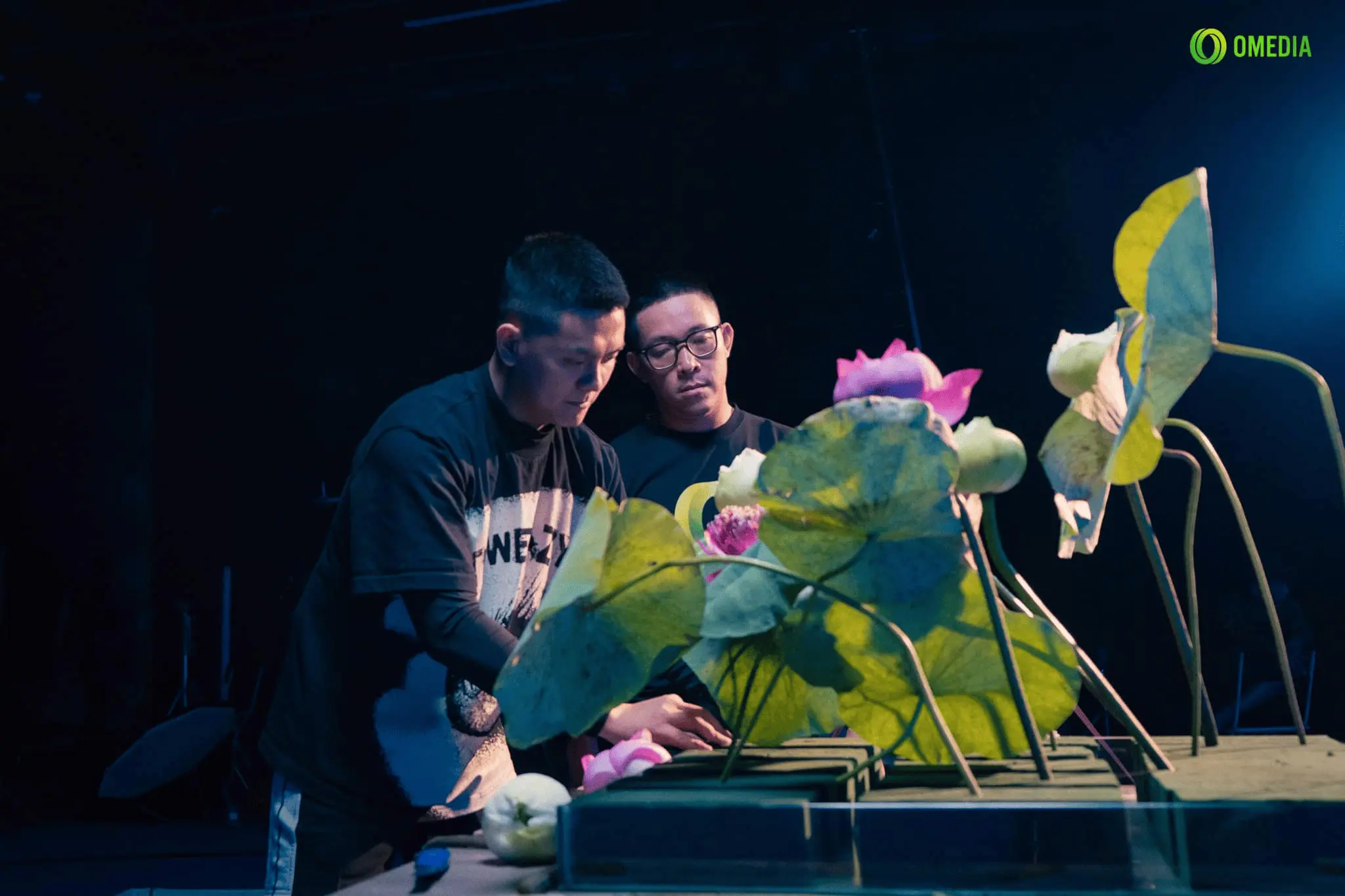 Technical crew working on set